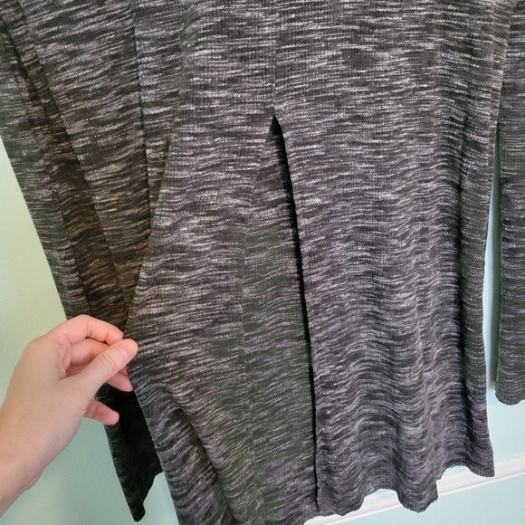 Free People Stonecold Ribbed Heathered Gray Mock Neck Tunic Top Size Large - Picture 8 of 9